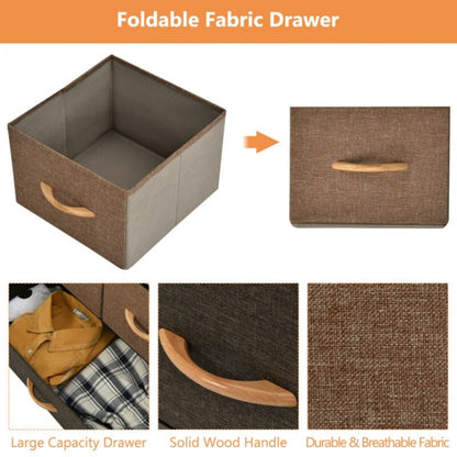 Fabric Dresser Storage Chest with 7 Drawers and Wooden Top for Bedroom or Entryway