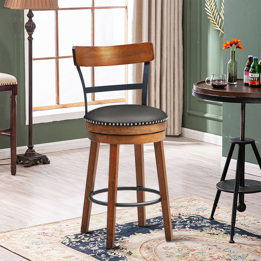 Swivel Bar Stools with 360 Degree Rotation and Padded Leather Seat