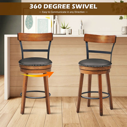 Swivel Bar Stools with 360 Degree Rotation and Padded Leather Seat