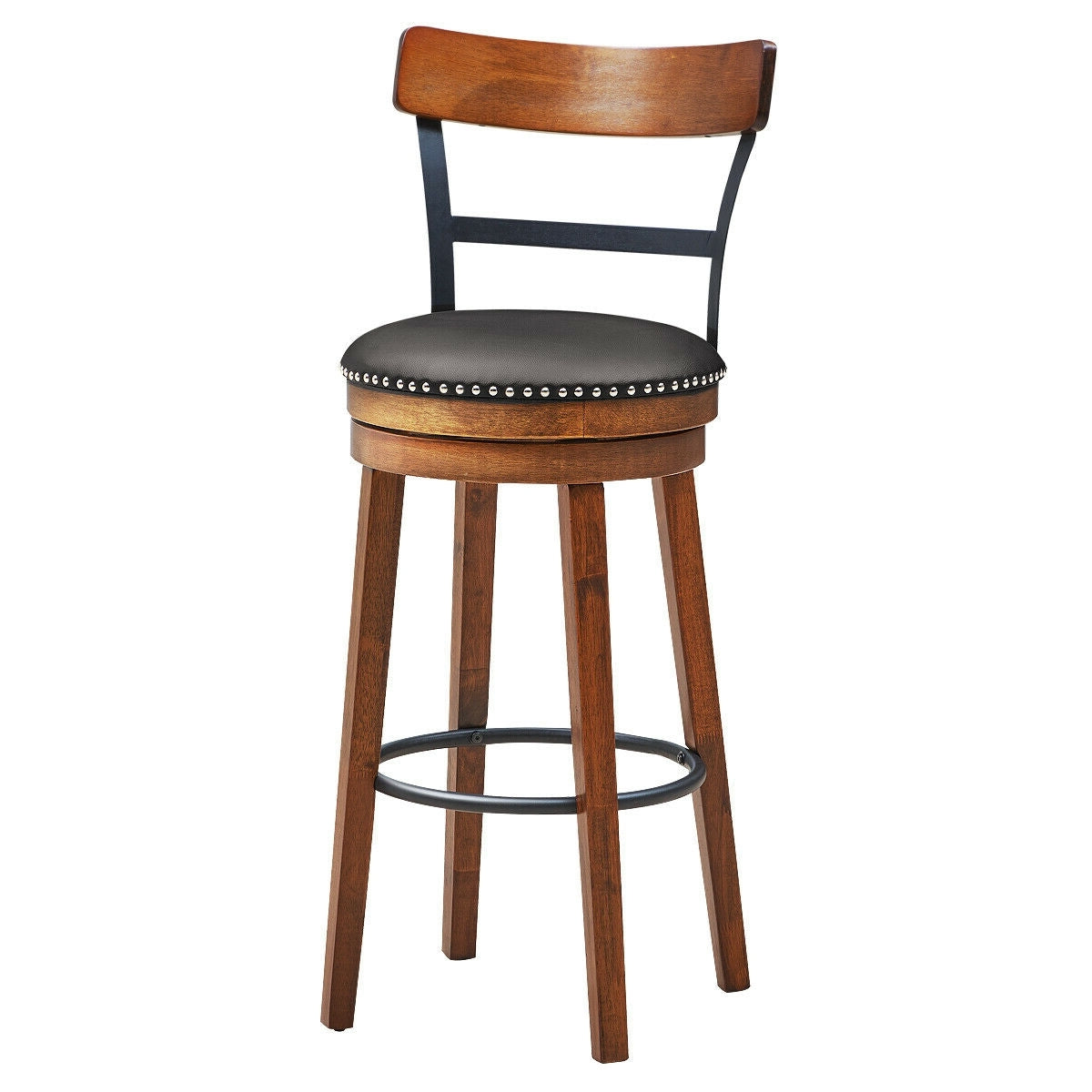 Swivel Bar Stools with 360 Degree Rotation and Padded Leather Seat