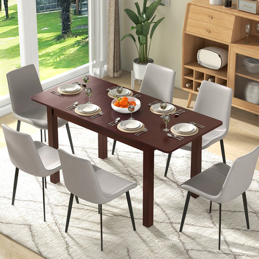 Extendable Folding Dining Table with Rubber Wood Frame and Secure Locks for 4 to 6 People