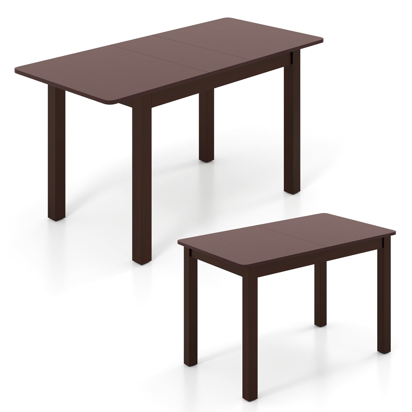 Extendable Folding Dining Table with Rubber Wood Frame and Secure Locks for 4 to 6 People