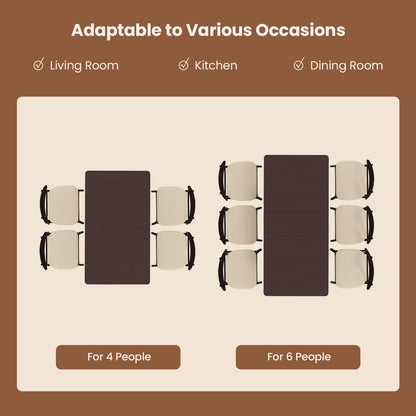 Extendable Folding Dining Table with Rubber Wood Frame and Secure Locks for 4 to 6 People