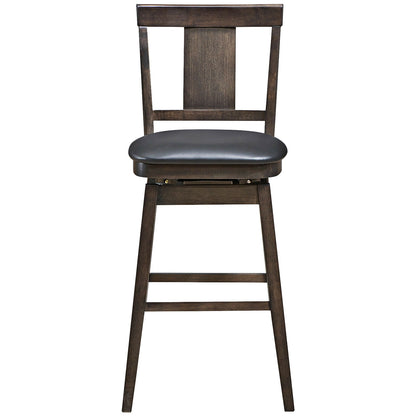 Swivel Counter Stool with Upholstered Seat and Solid Wood Legs, 29 Inch Bar Height