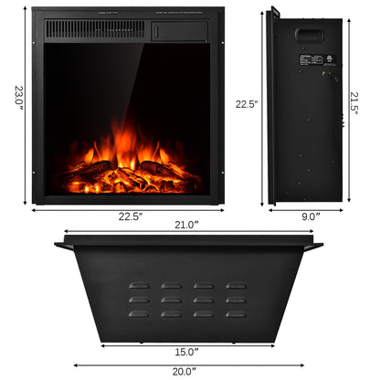 Freestanding & Recessed Electric Fireplace Heater - 22.5 Inch