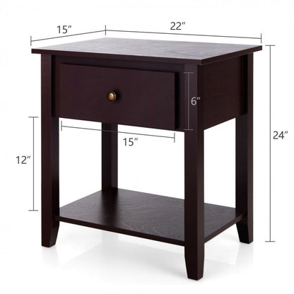 Versatile Bedside Table with Storage Drawer and Display Shelf Black