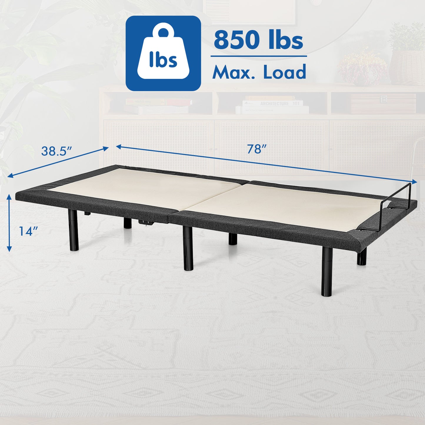 Twin Size Adjustable Electric Bed Frame with Massage Function & Customizable Positions