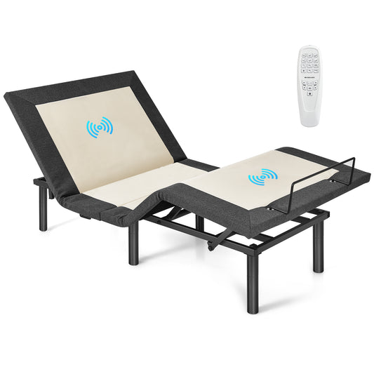 Twin Size Adjustable Electric Bed Frame with Massage Function & Customizable Positions
