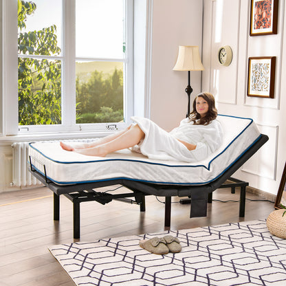 Twin Size Adjustable Electric Bed Frame with Massage Function & Customizable Positions