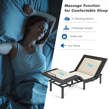 Twin Size Adjustable Electric Bed Frame with Massage Function & Customizable Positions
