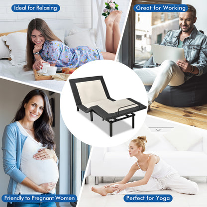 Twin Size Adjustable Electric Bed Frame with Massage Function & Customizable Positions