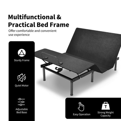 Adjustable Bed Frame with Wireless Remote and USB Ports - Queen Size