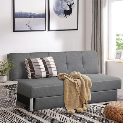 Convertible 3-Seat Sofa Bed with Adjustable Backrest and Two Large Storage Drawers
