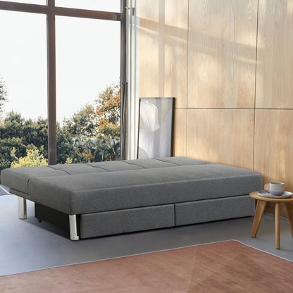 Convertible 3-Seat Sofa Bed with Adjustable Backrest and Two Large Storage Drawers