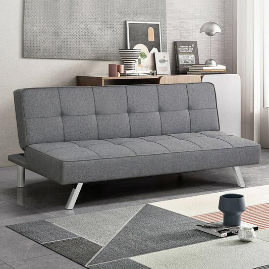 3-in-1 Convertible Linen Sofa Bed with Adjustable Backrest and High-Density Cushions