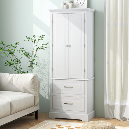 62” Freestanding Storage Cabinet with 2 Drawers, Adjustable Shelves & Anti-Tip Safety