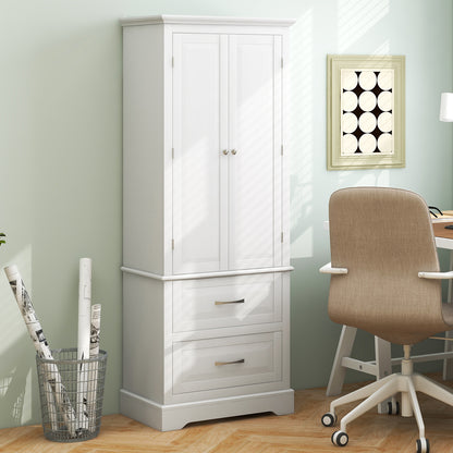 62” Freestanding Storage Cabinet with 2 Drawers, Adjustable Shelves & Anti-Tip Safety