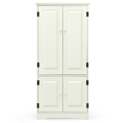 Antique 2 Door Accent Floor Cabinet with Adjustable Shelves and Spacious Storage - White