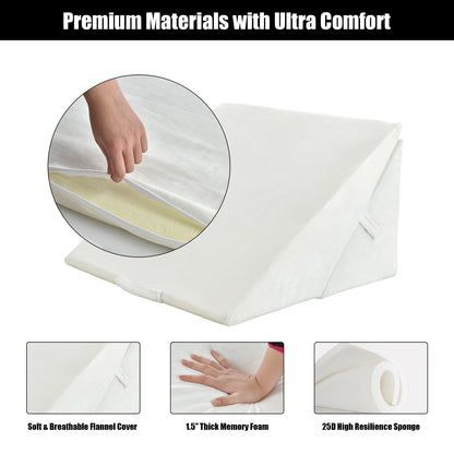 Adjustable Memory Foam Back Support Pillow for Reading and Sleeping – White