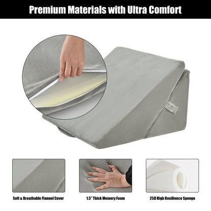 Adjustable Memory Foam Back Support Pillow for Reading and Sleeping – Grey