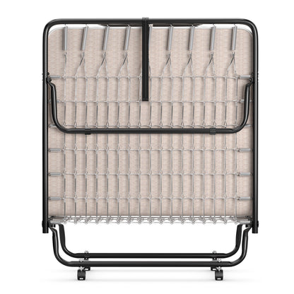 Rollaway Guest Bed with Memory Foam Mattress and Steel Frame Made in Italy - Beige