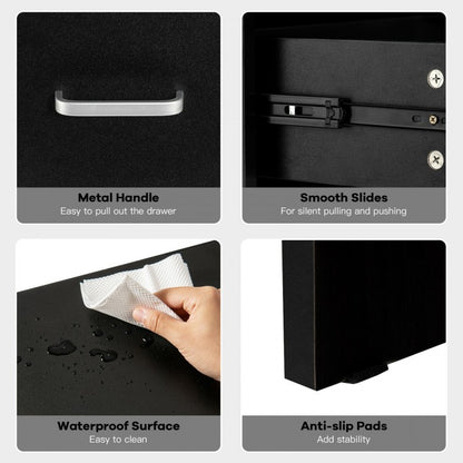 Modern Nightstand with Drawer and Open Storage Shelf – Black Finish