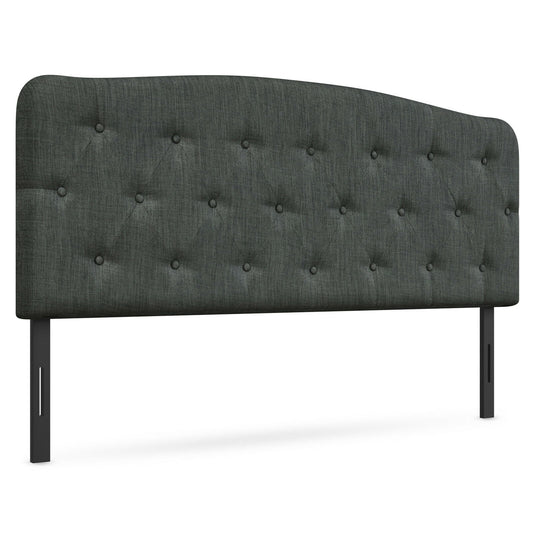 Adjustable Faux Linen Headboard for Full Size Beds - Dark Grey