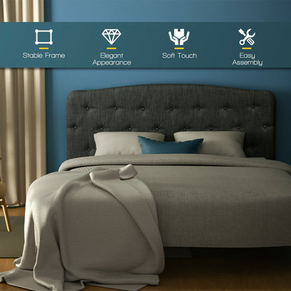 Adjustable Faux Linen Headboard for Full Size Beds - Dark Grey