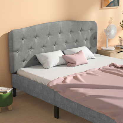 Adjustable Faux Linen Headboard for Full Size Beds - Light Grey