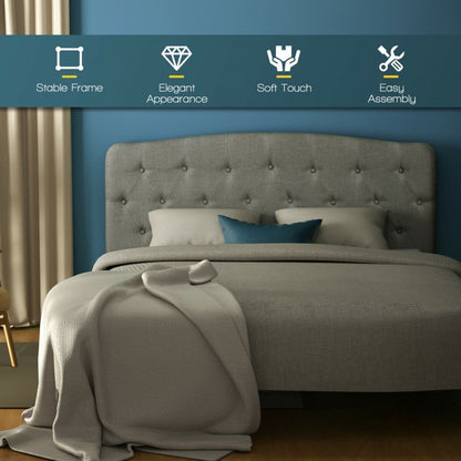 Adjustable Faux Linen Headboard for Full Size Beds - Light Grey