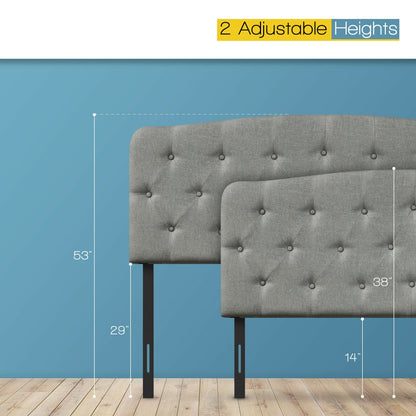 Adjustable Faux Linen Headboard for Full Size Beds - Light Grey