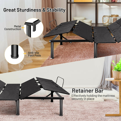 Ergonomic Adjustable Bed Base with Head and Foot Incline for Comfort - Queen Size