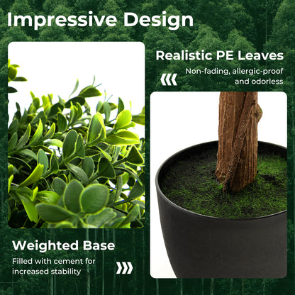 40 Inch Double Ball Artificial Boxwood Topiary Tree for Home & Garden Decor