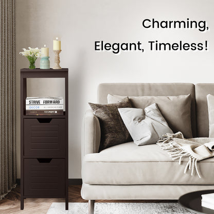 Elegant Wooden Bathroom Floor Cabinet with Multifunctional Storage & Organizer