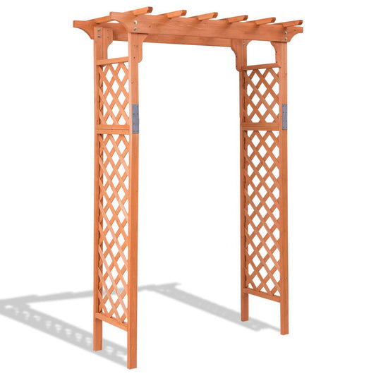 Elegant 7 Foot Wooden Garden Arbor Arch for Climbing Plants and Vines