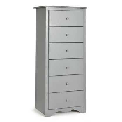 Modern 6 Drawer Bedroom Dresser Cabinet with Vertical Storage – Grey