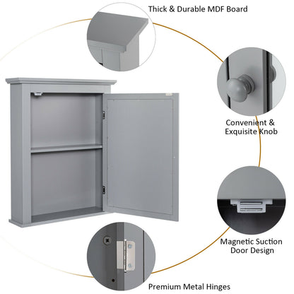 Wall-Mounted Bathroom Mirror Cabinet with Adjustable Shelves