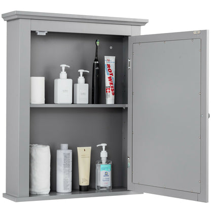 Wall-Mounted Bathroom Mirror Cabinet with Adjustable Shelves