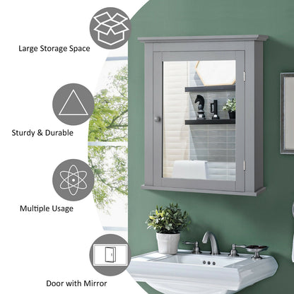 Wall-Mounted Bathroom Mirror Cabinet with Adjustable Shelves