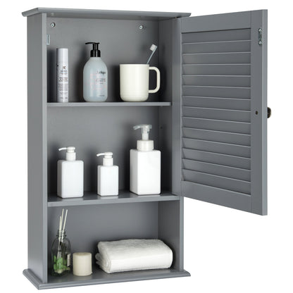 Modern Wall-Mounted Bathroom Storage Cabinet with Louver Door