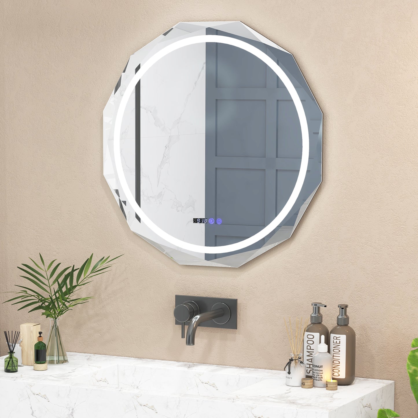 LED Wall Mirror with Anti-Fog & 3 Color Temperature Settings