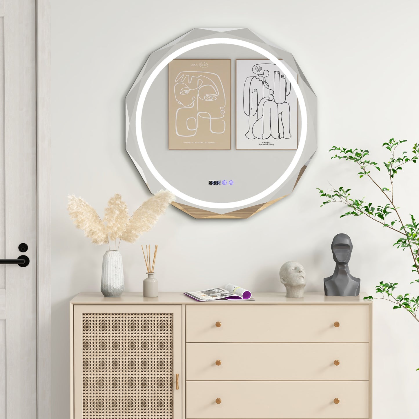 LED Wall Mirror with Anti-Fog & 3 Color Temperature Settings