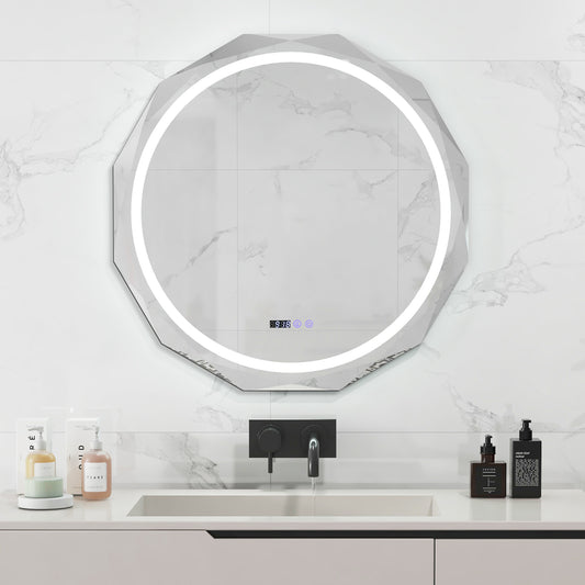 LED Wall Mirror with Anti-Fog & 3 Color Temperature Settings