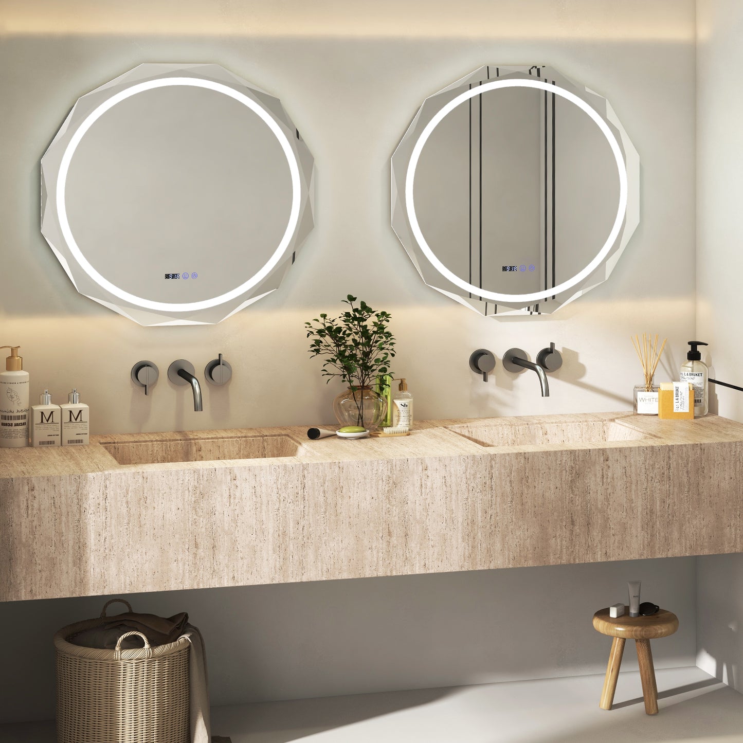 LED Wall Mirror with Anti-Fog & 3 Color Temperature Settings
