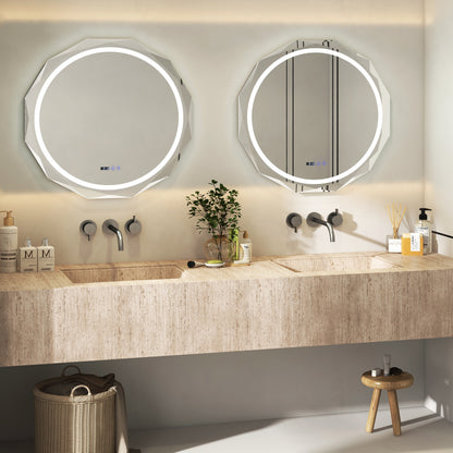 LED Wall Mirror with Anti-Fog & 3 Color Temperature Settings