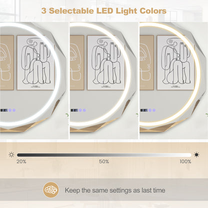 LED Wall Mirror with Anti-Fog & 3 Color Temperature Settings