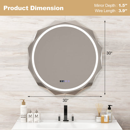 LED Wall Mirror with Anti-Fog & 3 Color Temperature Settings