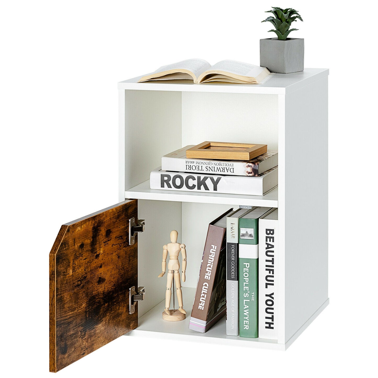 Set of 2 Nightstands with Storage, Modern End Tables for Bedroom or Living Room - White