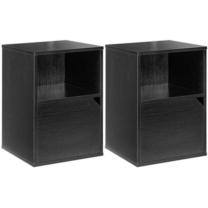 Set of 2 Nightstands with Storage, Modern End Tables for Bedroom or Living Room - Black