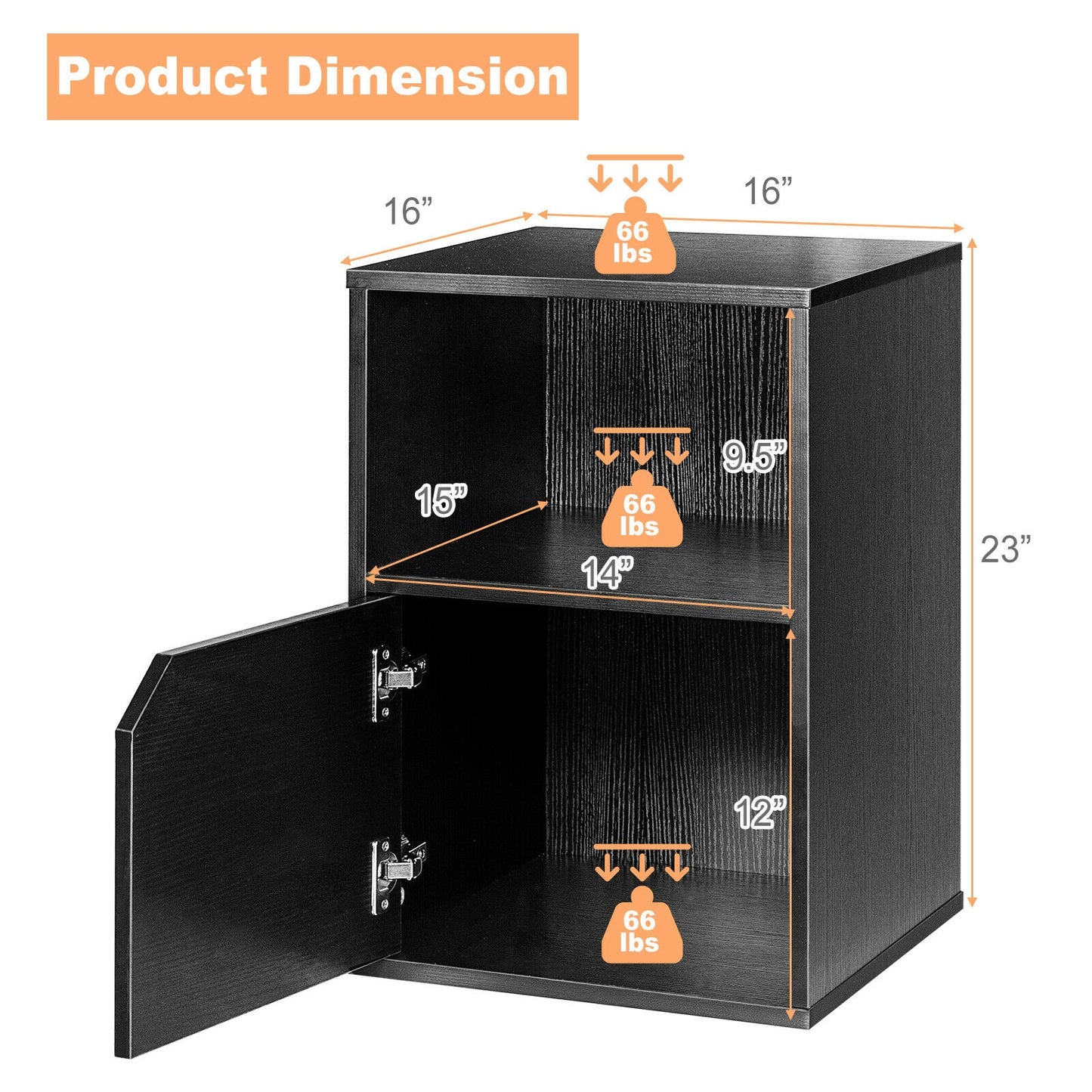 Set of 2 Nightstands with Storage, Modern End Tables for Bedroom or Living Room - Black